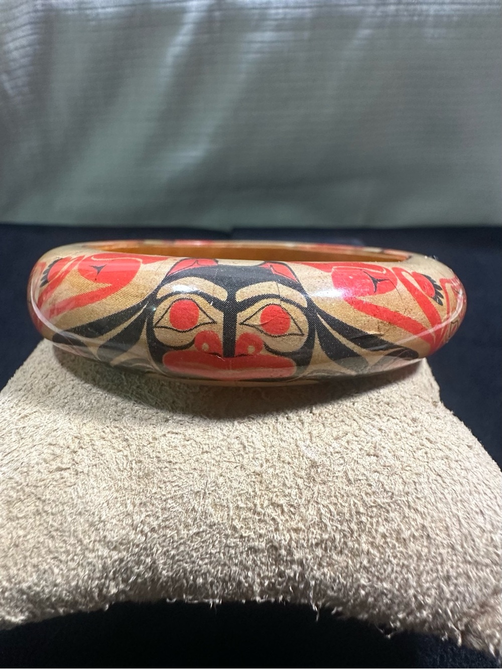 Vtg: Bear People Wooden Hand Painted Bangle By: Ernest Swanson